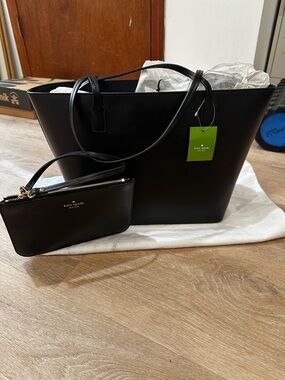 kate spade Black Leather Tote with Matching Wristlet
